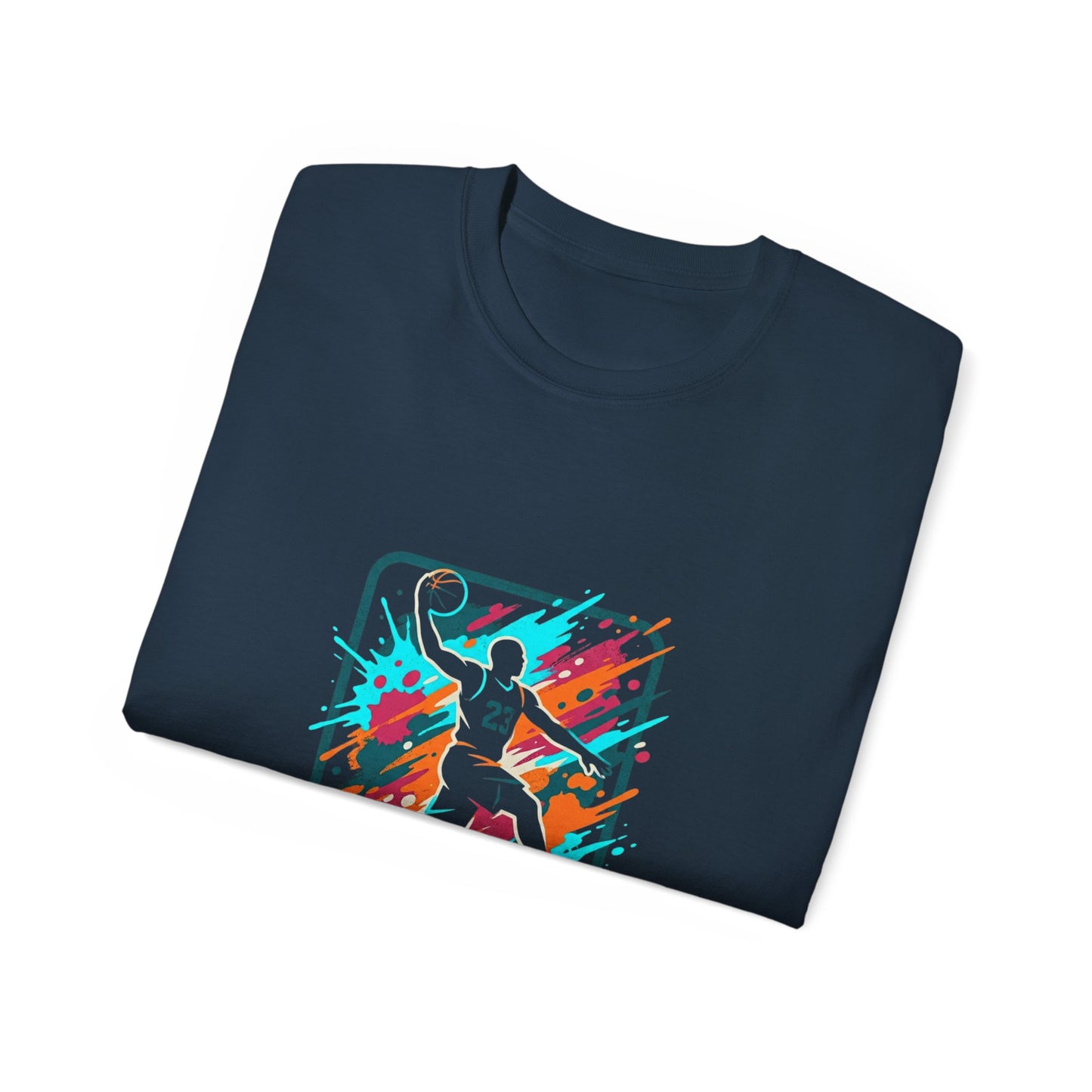 Abstract Basketball Player Tee | Colorful Silhouette Court Art