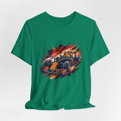 Orange Race Car Tee | Formula Racing Graphic T-ricou Personalizat Formula Racing Red Storm | Bella Canvas® 3001 100% Bumbac Premium Unisex