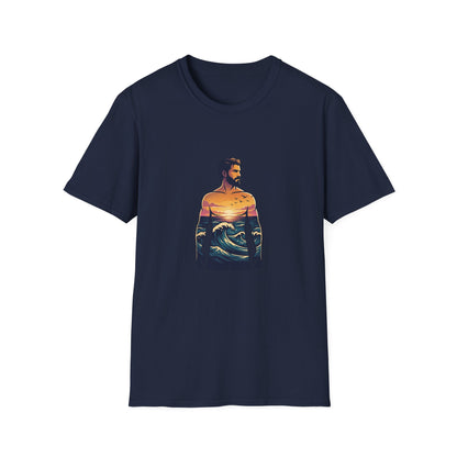 Sunset Surf Silhouette T-Shirt | Ocean Wave Man Tricou Personalizat Gildan 64000 – Bumbac Premium, Fit Modern & Confort Zilnic
