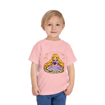 Long-Haired Princess Sitting Tee | Cute Fairy Tale Toddler ShirtTricou Personalizat Fetițe Prințesă cu Păr Blond | 100% Bumbac Premium Bella Canvas® 2T–5T