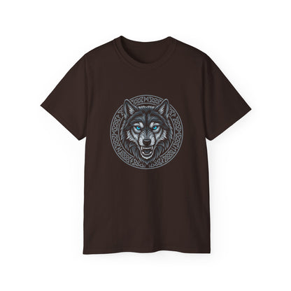 Tricou Lup Unisex Gildan 2000 – Wolf Design Shirt, Nordic Style Tee, Tricou Masculin Puternic, Cadou pentru Iubitori de Lupi