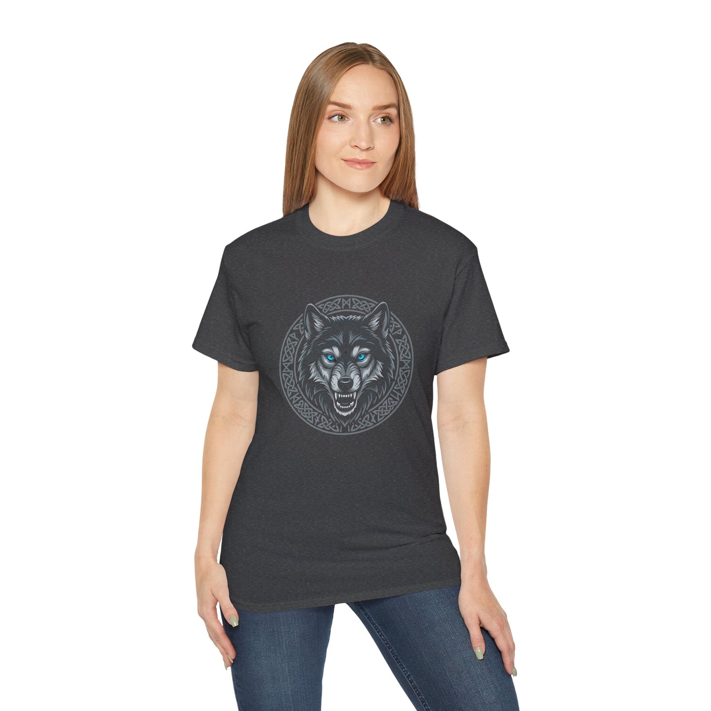 Tricou Lup Unisex Gildan 2000 – Wolf Design Shirt, Nordic Style Tee, Tricou Masculin Puternic, Cadou pentru Iubitori de Lupi