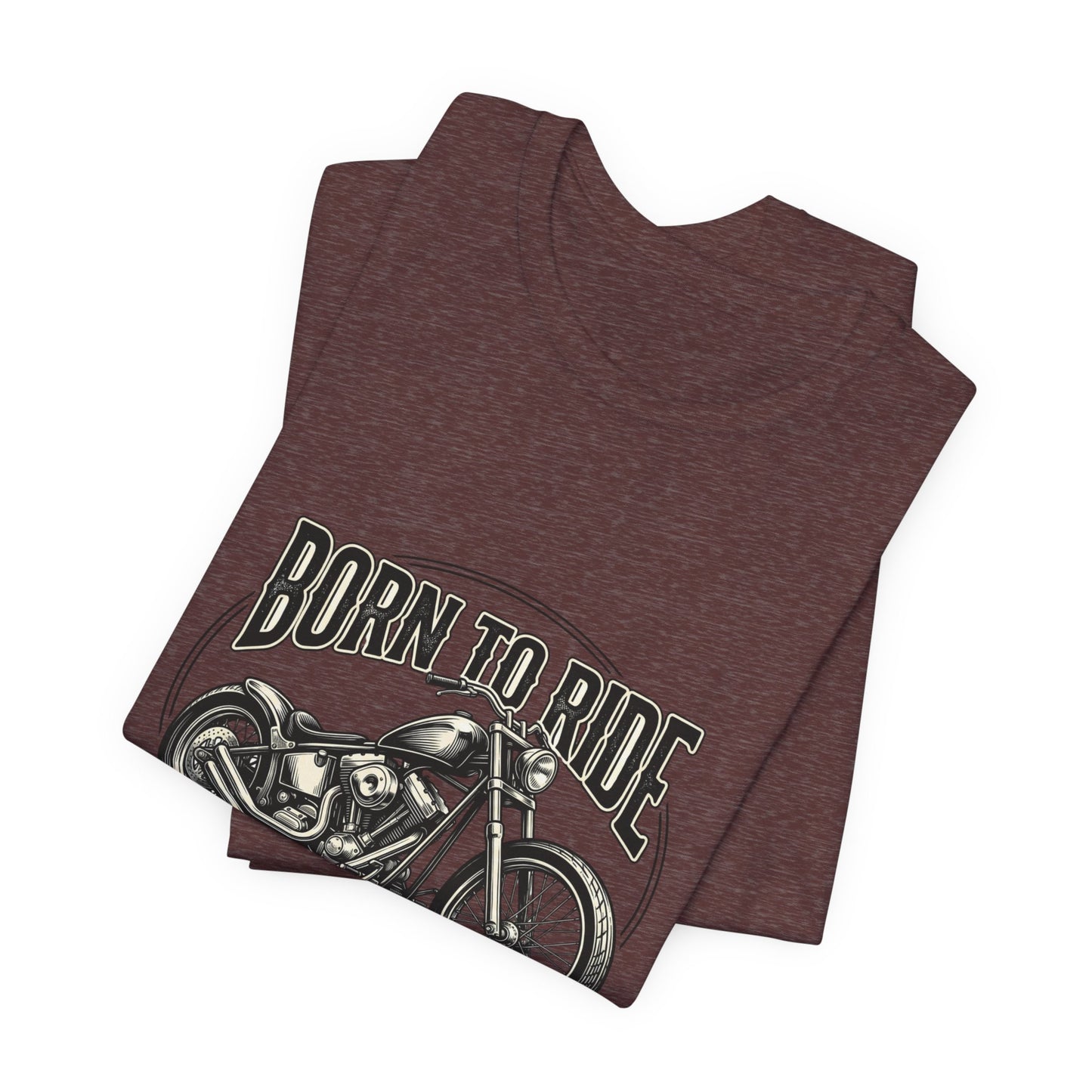 Born to Ride Motorcycle Tee | Vintage Chopper Graphic T-Tricou Personalizat Bella Canvas 3001 Unisex – 100% Bumbac Premium, Tricou Modern pentru Femei și Bărbați
