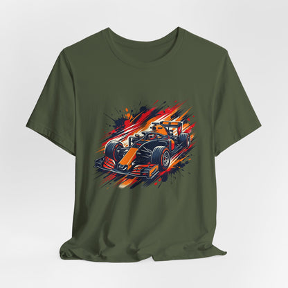 Orange Race Car Tee | Formula Racing Graphic T-ricou Personalizat Formula Racing Red Storm | Bella Canvas® 3001 100% Bumbac Premium Unisex