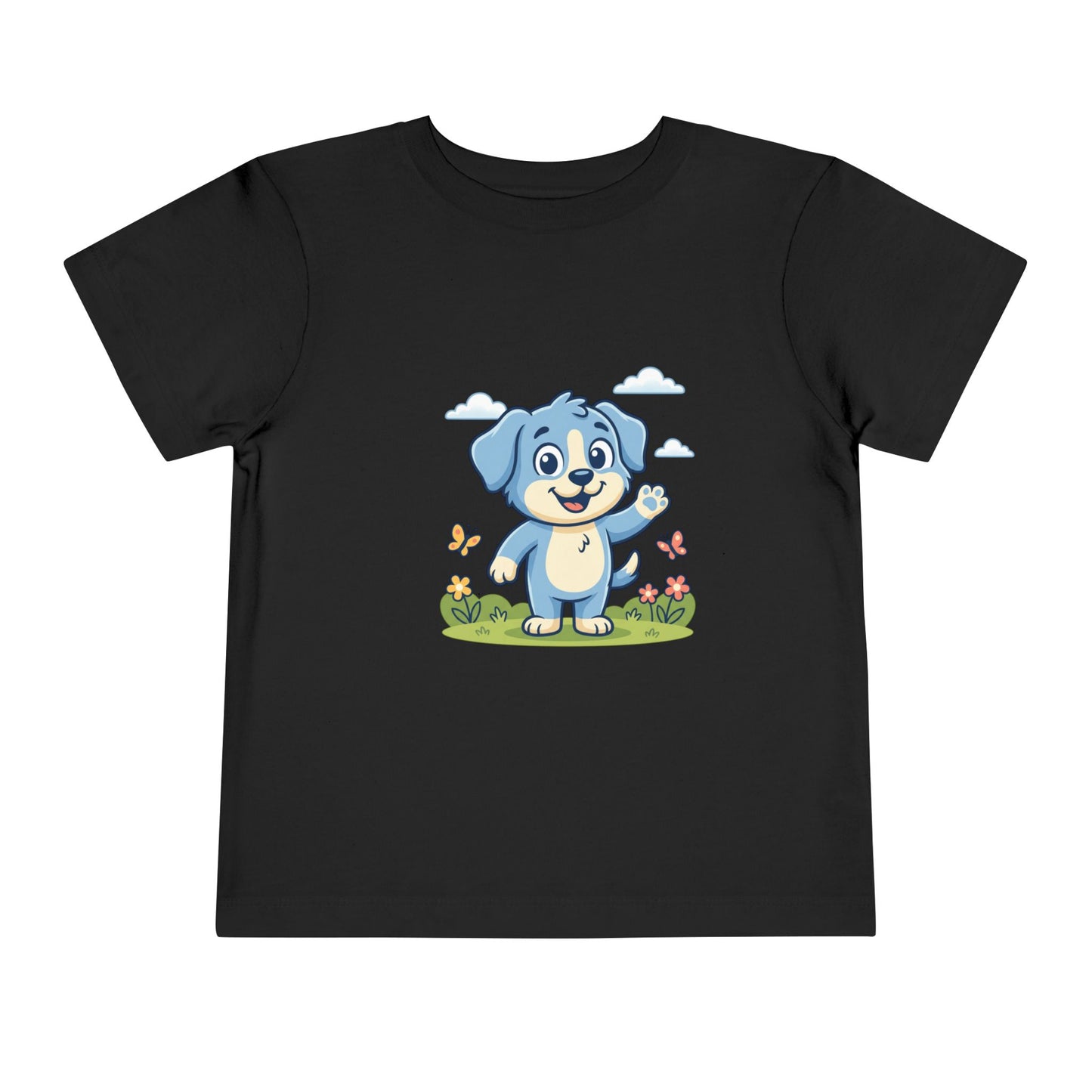 Blue Puppy Cartoon Toddler Tee | Cute Dog IllustrationTricou Personalizat Copii Bella Canvas® – 100% Bumbac Premium pentru Băieți și Fetițe 2T–5T | Tricou Personalizat Confortabil și Colorat