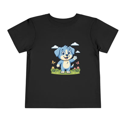 Blue Puppy Cartoon Toddler Tee | Cute Dog IllustrationTricou Personalizat Copii Bella Canvas® – 100% Bumbac Premium pentru Băieți și Fetițe 2T–5T | Tricou Personalizat Confortabil și Colorat