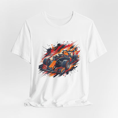 Orange Race Car Tee | Formula Racing Graphic T-ricou Personalizat Formula Racing Red Storm | Bella Canvas® 3001 100% Bumbac Premium Unisex