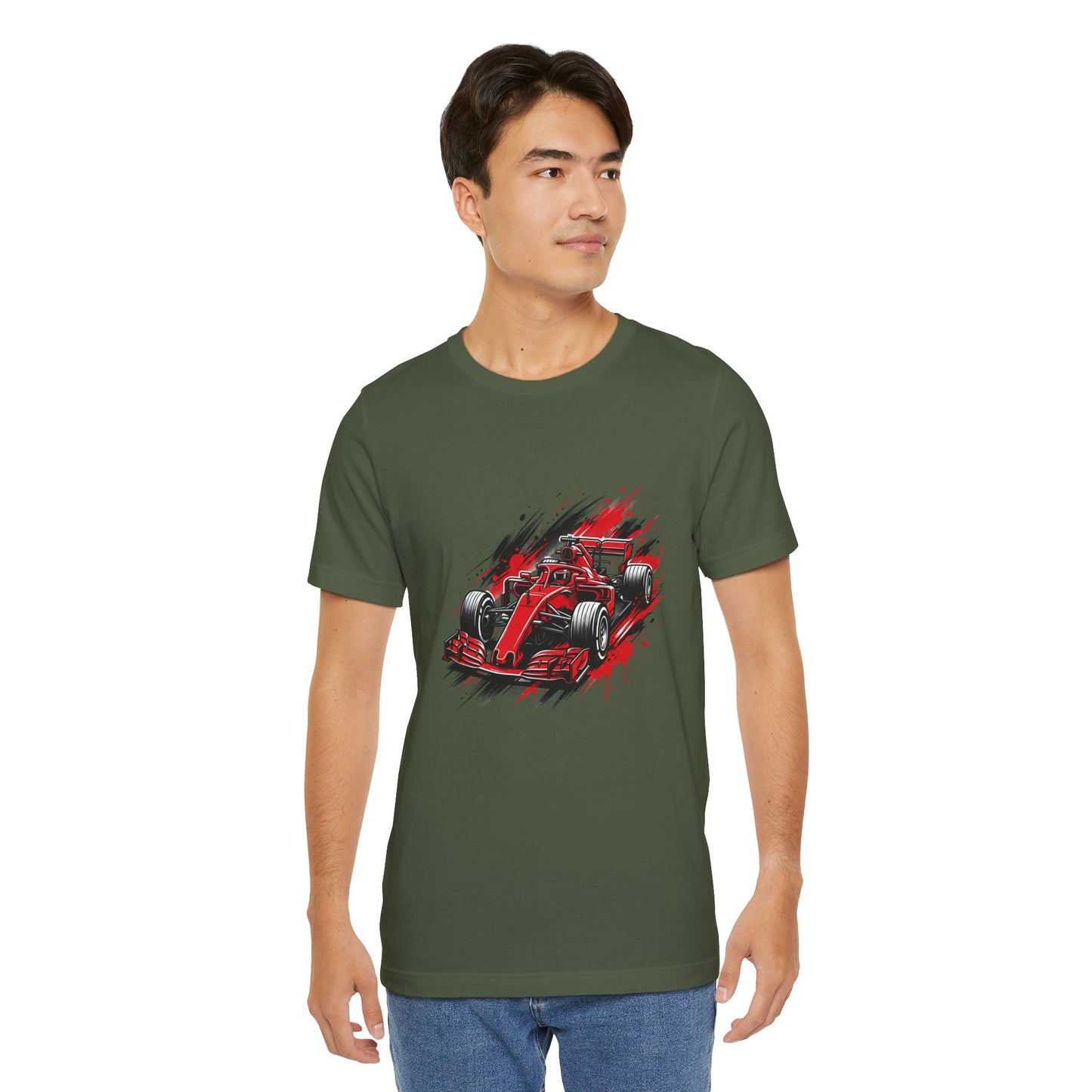 Red Racing Formula Car tee | Race Car T-Tricou Personalizat Formula Racing Red Storm | Bella Canvas® 3001 100% Bumbac Premium Unisex