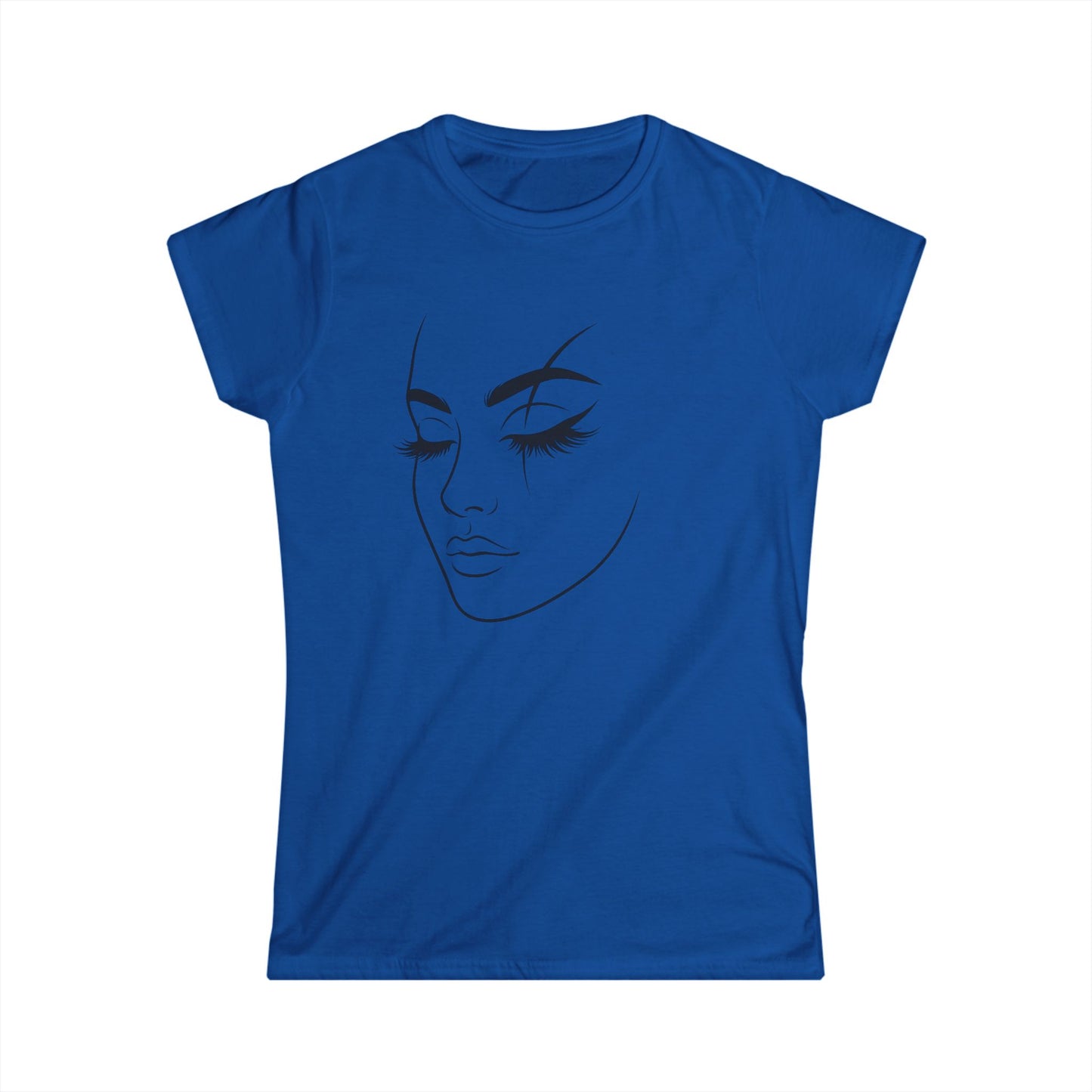 Minimal Line Art Female Face Tee | Fashion Portrait ShirtTricou Damă Softstyle Premium 100% Bumbac – Tricou Feminin Modern cu Design Elegant și Confort Premium