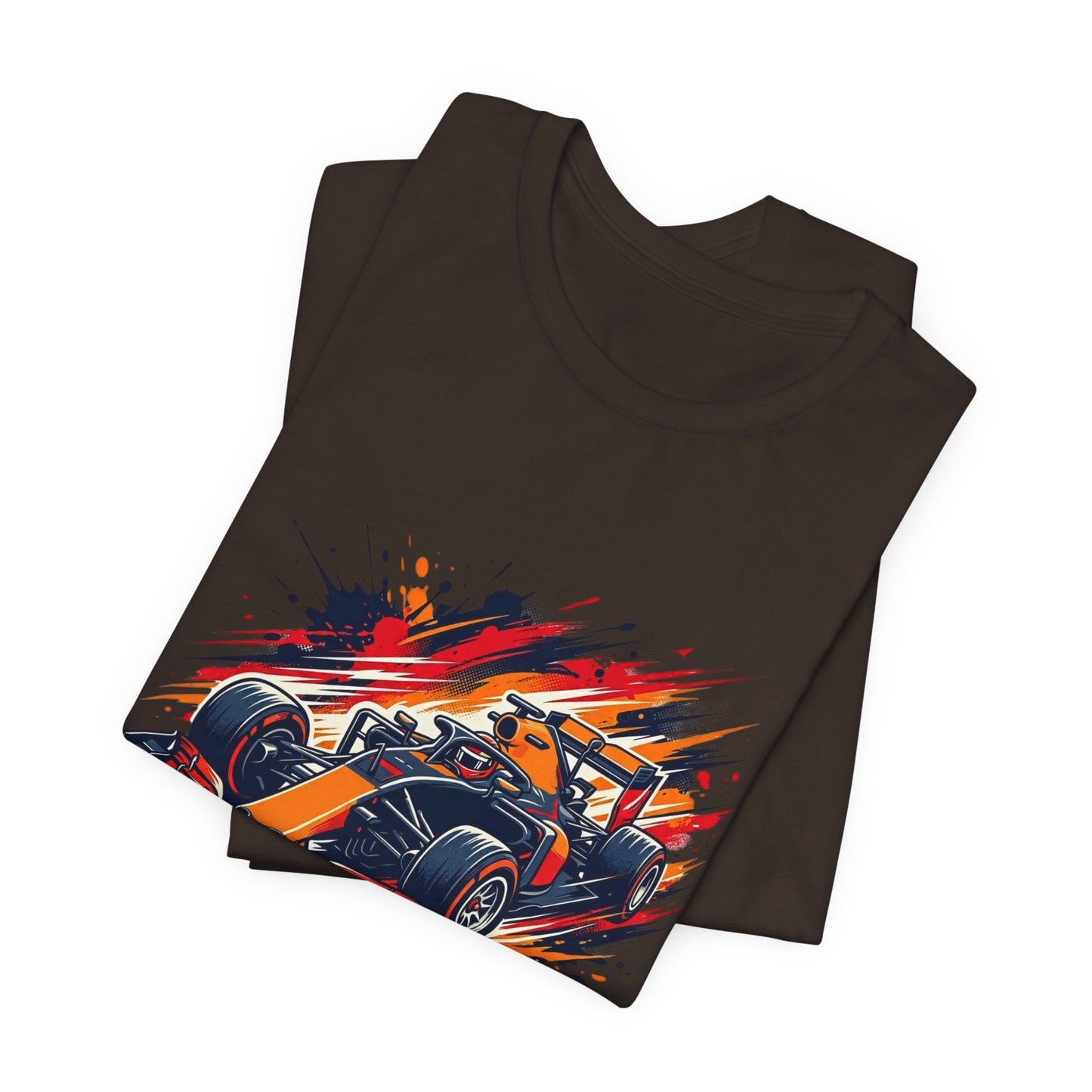 Orange Race Car Tee | Formula Racing Graphic T-ricou Personalizat Formula Racing Red Storm | Bella Canvas® 3001 100% Bumbac Premium Unisex