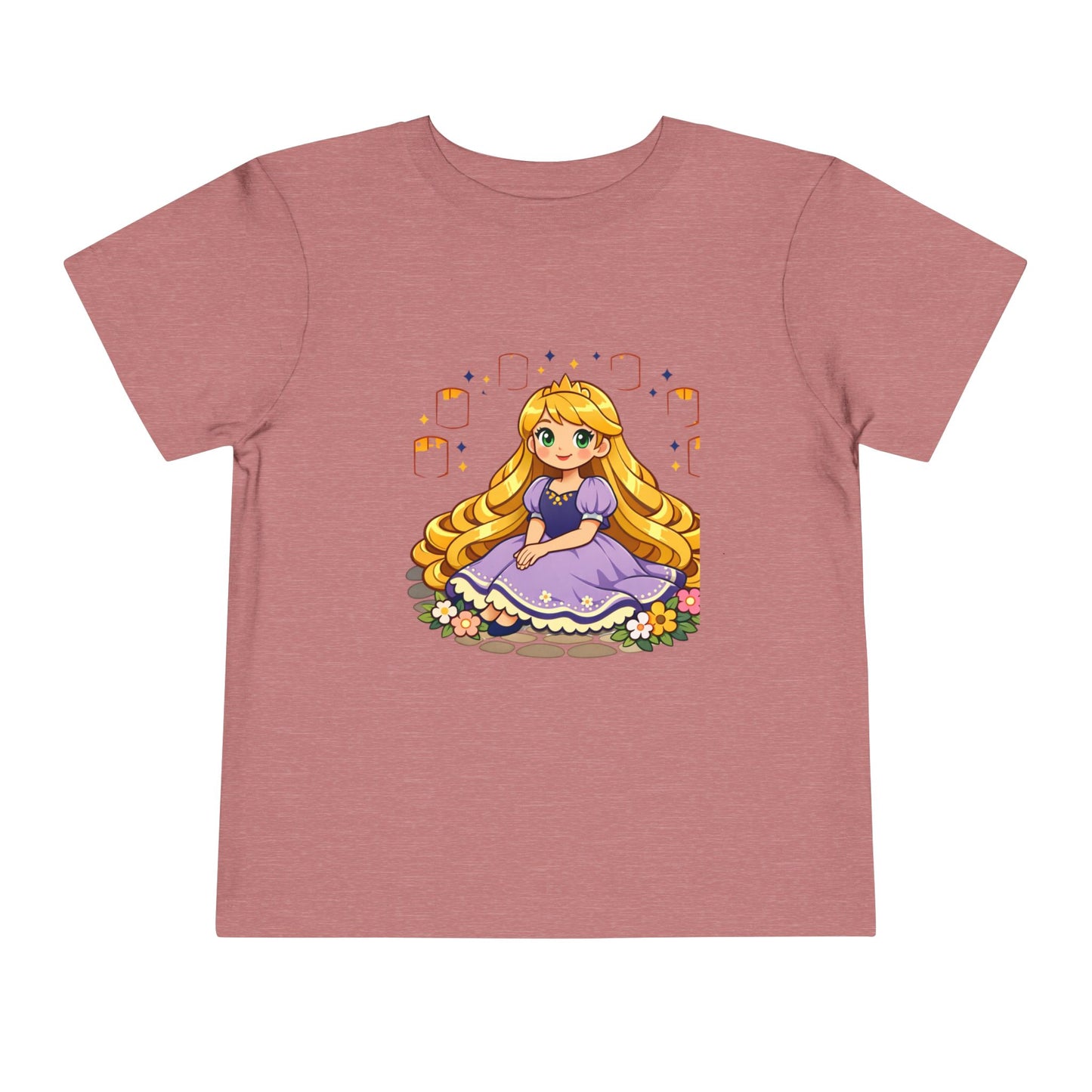 Long-Haired Princess Sitting Tee | Cute Fairy Tale Toddler ShirtTricou Personalizat Fetițe Prințesă cu Păr Blond | 100% Bumbac Premium Bella Canvas® 2T–5T