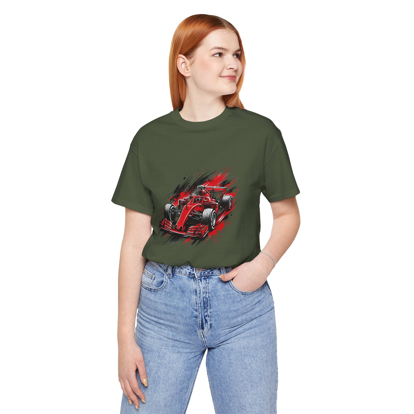 Red Racing Formula Car tee | Race Car T-Tricou Personalizat Formula Racing Red Storm | Bella Canvas® 3001 100% Bumbac Premium Unisex