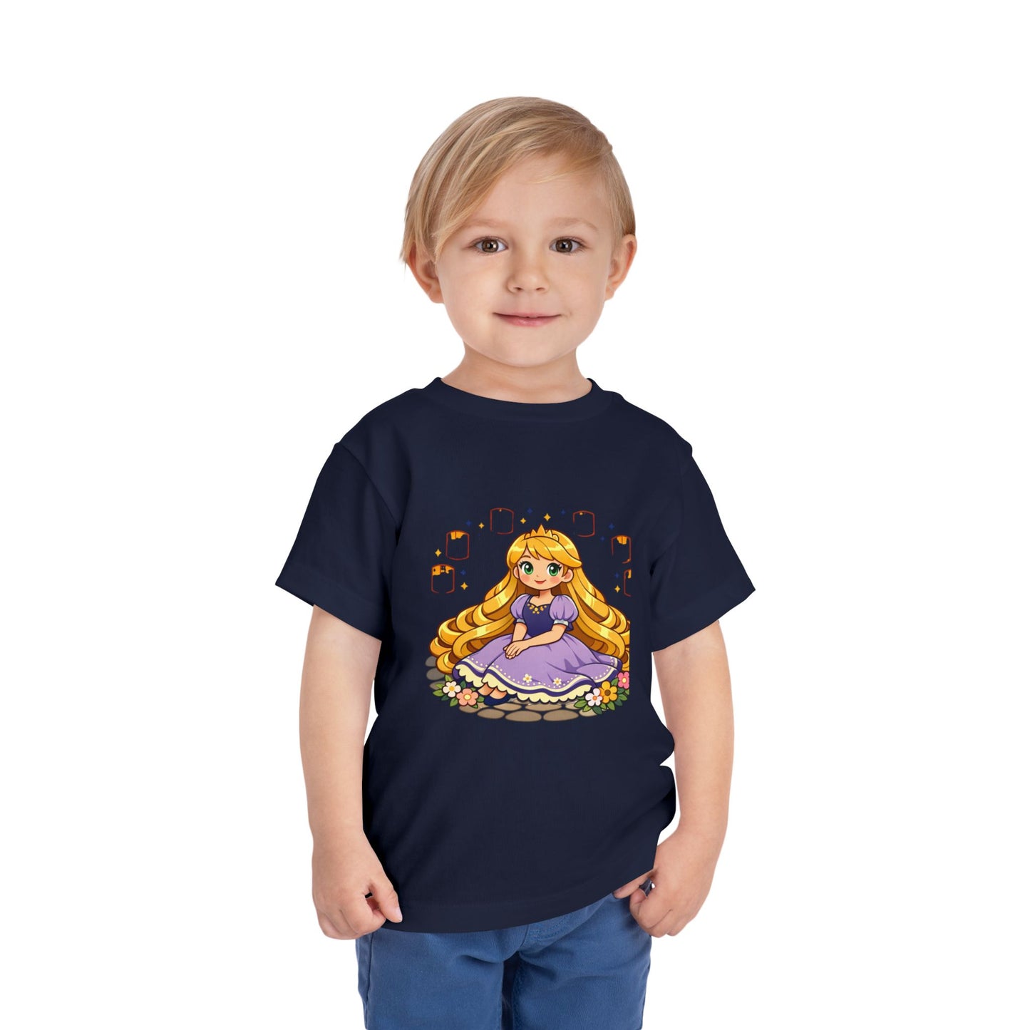 Long-Haired Princess Sitting Tee | Cute Fairy Tale Toddler ShirtTricou Personalizat Fetițe Prințesă cu Păr Blond | 100% Bumbac Premium Bella Canvas® 2T–5T