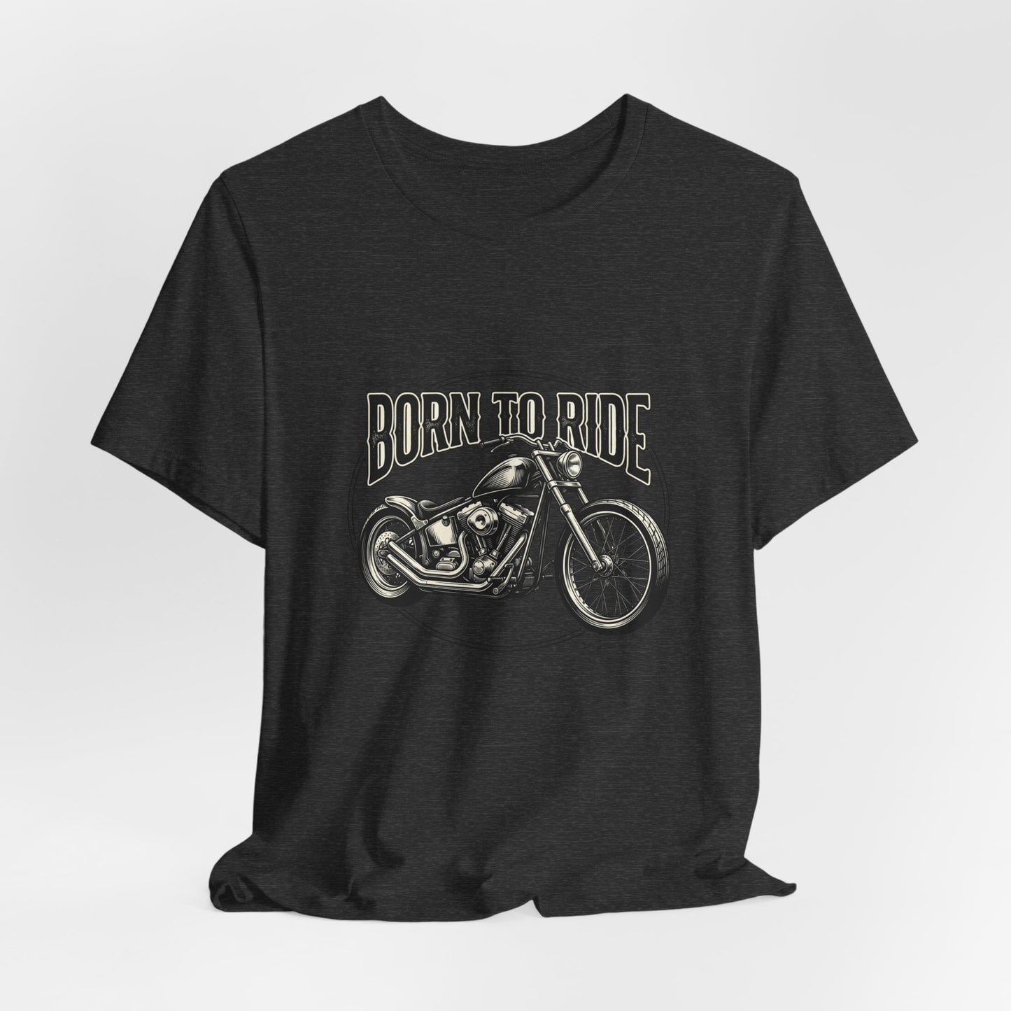 Born to Ride Motorcycle Tee | Vintage Chopper Graphic T-Tricou Personalizat Bella Canvas 3001 Unisex – 100% Bumbac Premium, Tricou Modern pentru Femei și Bărbați