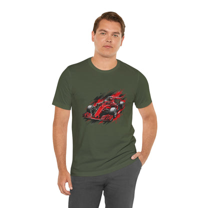 Red Racing Formula Car tee | Race Car T-Tricou Personalizat Formula Racing Red Storm | Bella Canvas® 3001 100% Bumbac Premium Unisex