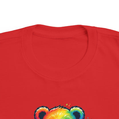 Rainbow Watercolor Teddy Bear Toddler Tee | Cute Kids Tricou Personalizat Copii Ursuleț Colorat | 100% Bumbac Premium | Tricou Băieți 2–6 Ani | Print Expresiv