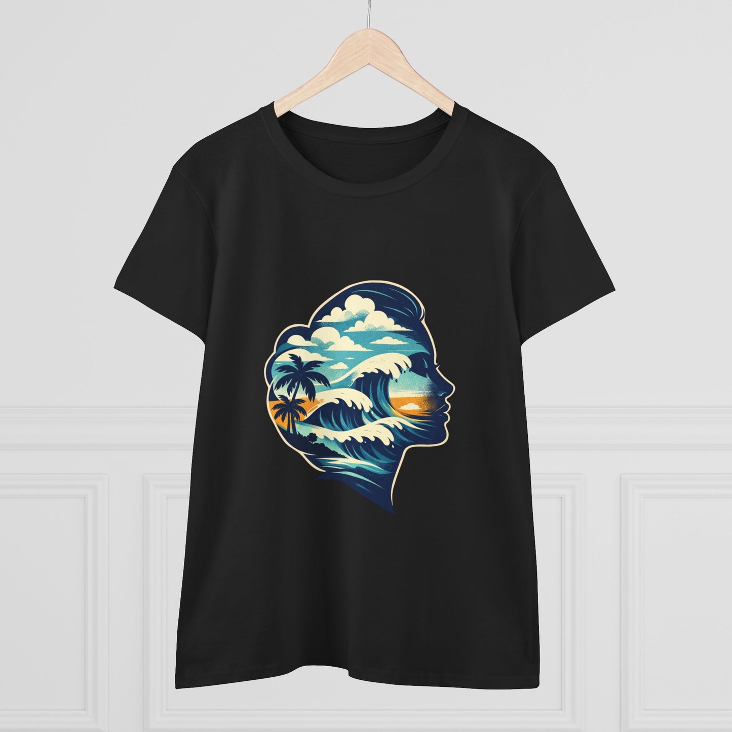 Tropical Surf Silhouette Tee | Sunset Palm Waves Beach SceneTricou Personalizat Premium 100% Bumbac – Confort, Durabilitate și Stil Modern