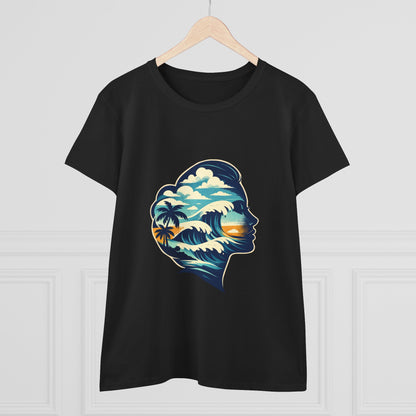 Tropical Surf Silhouette Tee | Sunset Palm Waves Beach SceneTricou Personalizat Premium 100% Bumbac – Confort, Durabilitate și Stil Modern