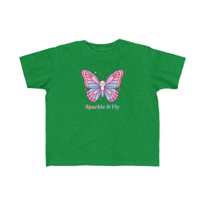 Sparkle & Fly Butterfly Toddler Tee | Pink Pastel Tricou Personalizat Copii Fluturaș Magic | 100% Bumbac Premium | Tricou Fetițe 2–6 Ani | Moale și Confortabil