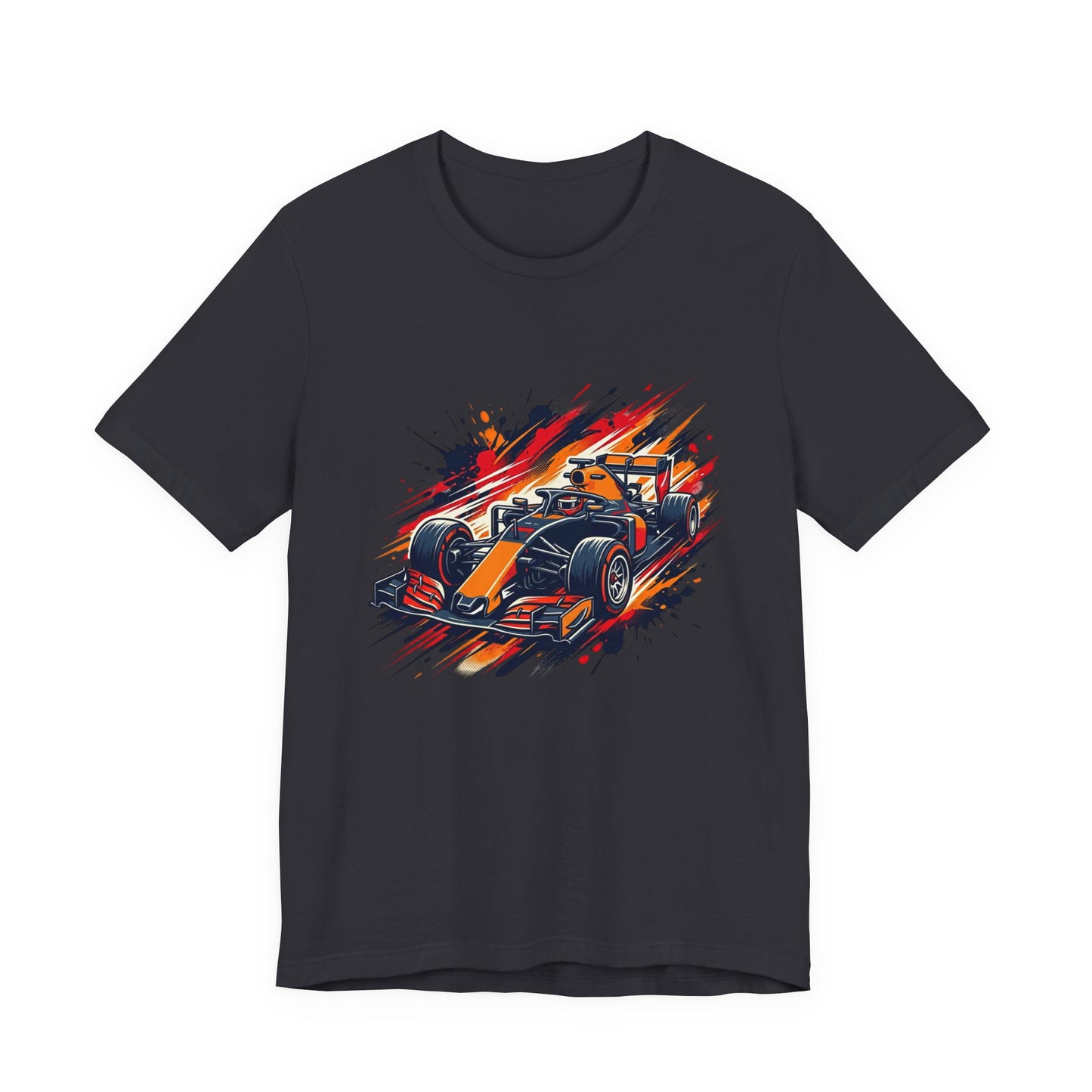 Orange Race Car Tee | Formula Racing Graphic T-ricou Personalizat Formula Racing Red Storm | Bella Canvas® 3001 100% Bumbac Premium Unisex