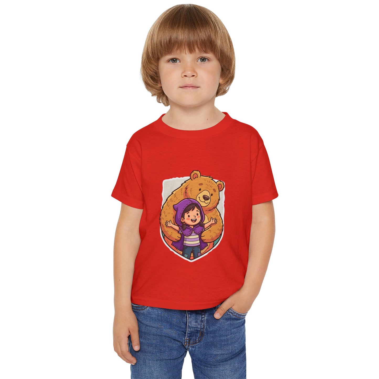 Girl Hugging Bear toddler T-shirt | Cute Animal Friendship Tricou Copii Personalizat Premium – 100% Bumbac | Confort & Stil pentru Cei Mici