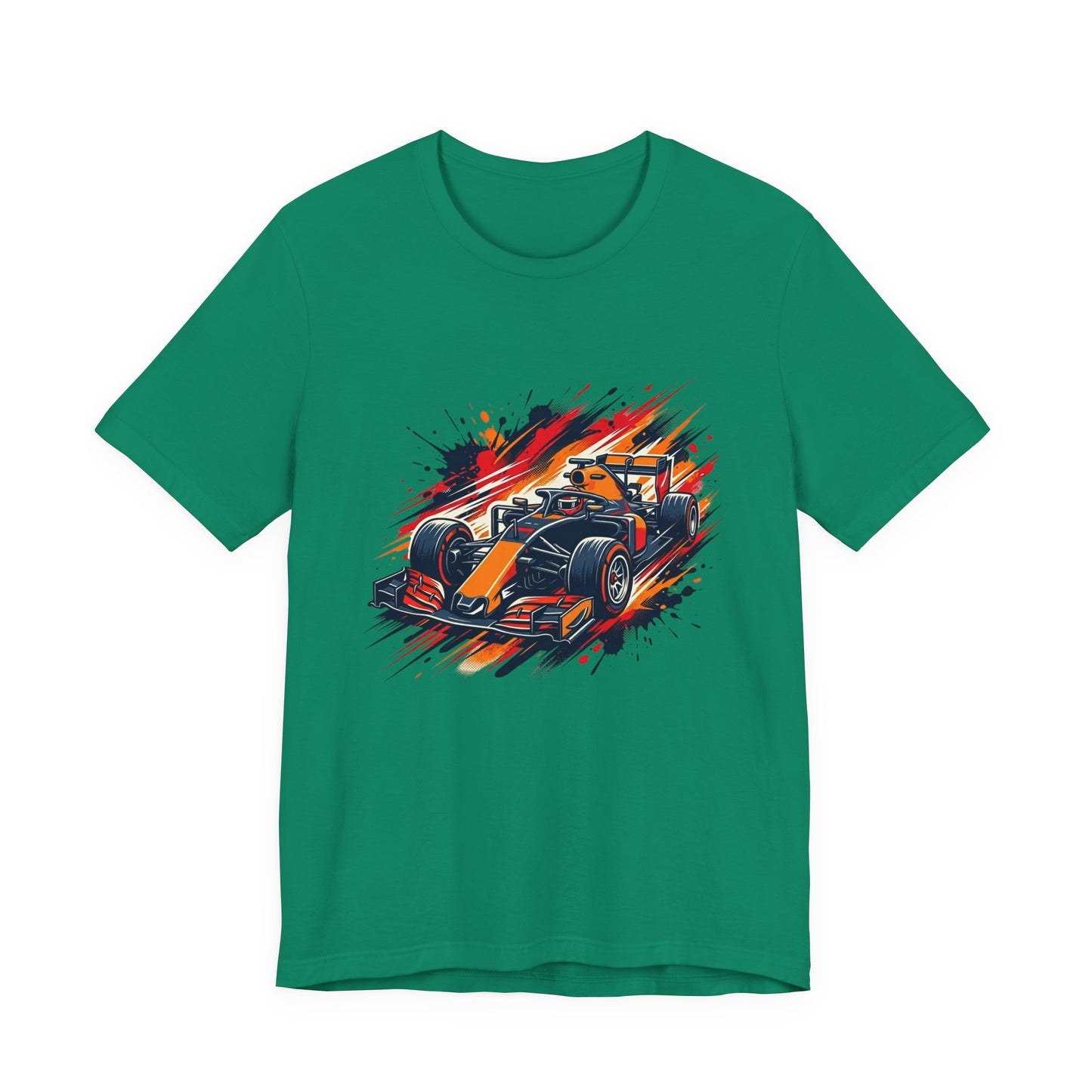 Orange Race Car Tee | Formula Racing Graphic T-ricou Personalizat Formula Racing Red Storm | Bella Canvas® 3001 100% Bumbac Premium Unisex