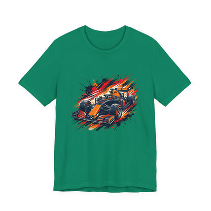 Orange Race Car Tee | Formula Racing Graphic T-ricou Personalizat Formula Racing Red Storm | Bella Canvas® 3001 100% Bumbac Premium Unisex