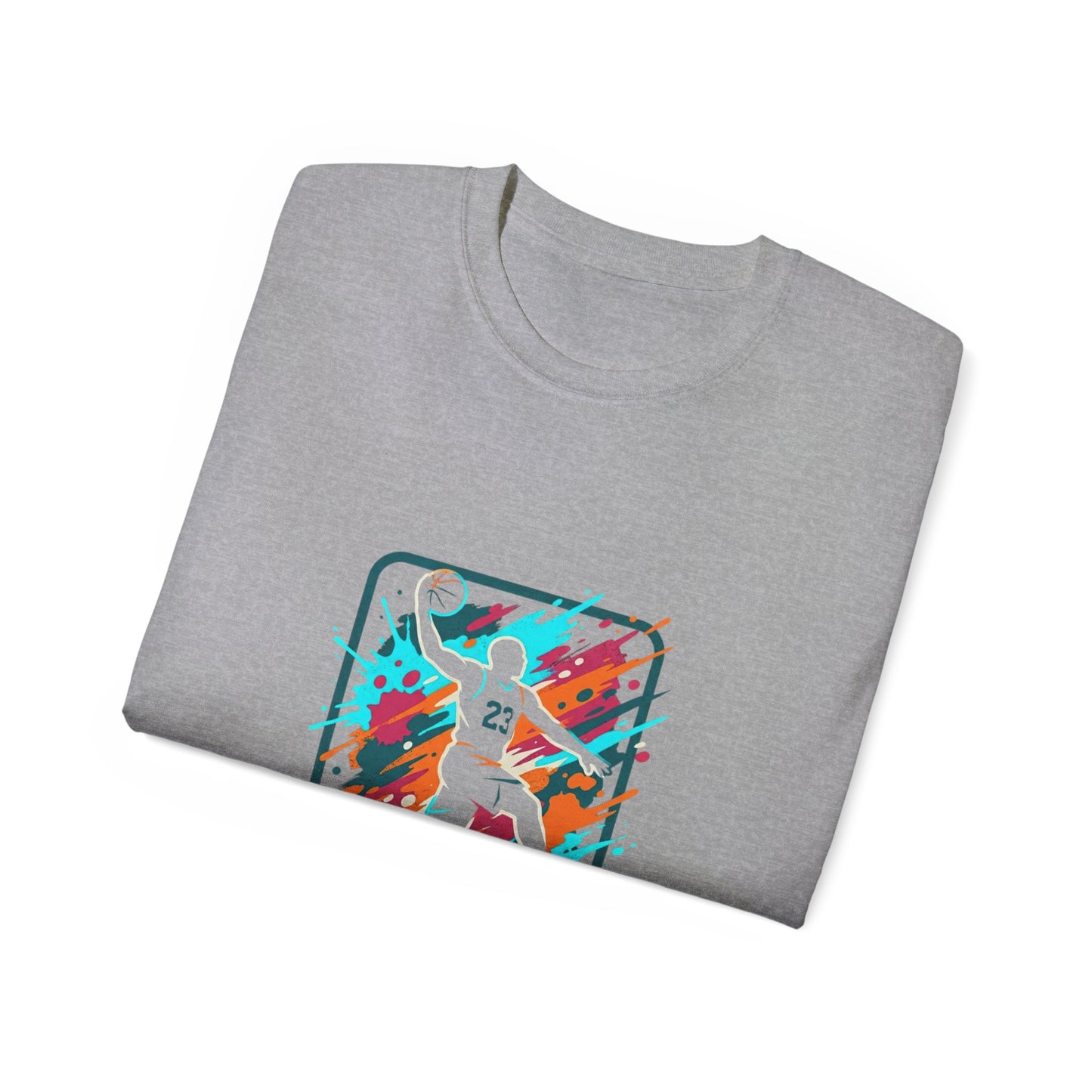 Abstract Basketball Player Tee | Colorful Silhouette Court Art