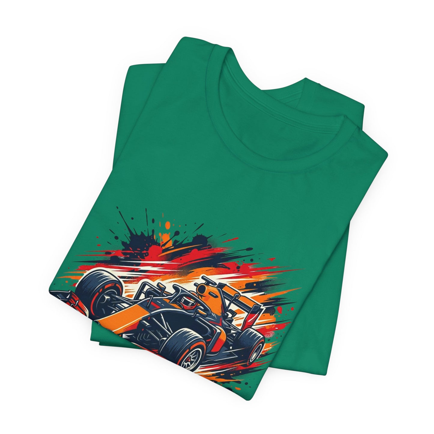 Orange Race Car Tee | Formula Racing Graphic T-ricou Personalizat Formula Racing Red Storm | Bella Canvas® 3001 100% Bumbac Premium Unisex