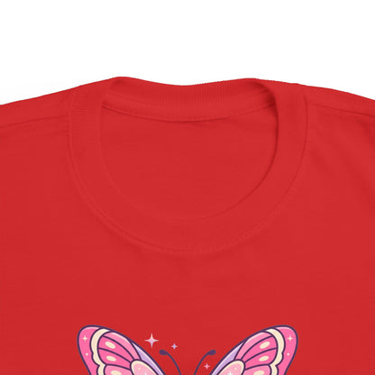 Sparkle & Fly Butterfly Toddler Tee | Pink Pastel Tricou Personalizat Copii Fluturaș Magic | 100% Bumbac Premium | Tricou Fetițe 2–6 Ani | Moale și Confortabil