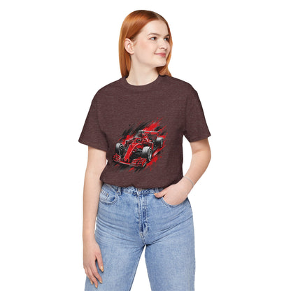 Red Racing Formula Car tee | Race Car T-Tricou Personalizat Formula Racing Red Storm | Bella Canvas® 3001 100% Bumbac Premium Unisex