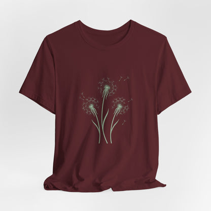 Dandelion Seed Trio Tee | Minimal Botanical Floral ShirtTricou Personalizat Păpădie Minimalistă | Bella Canvas® 3001 Bumbac Premium Unisex