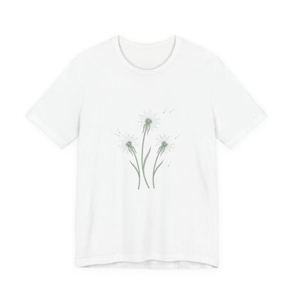 Dandelion Seed Trio Tee | Minimal Botanical Floral ShirtTricou Personalizat Păpădie Minimalistă | Bella Canvas® 3001 Bumbac Premium Unisex