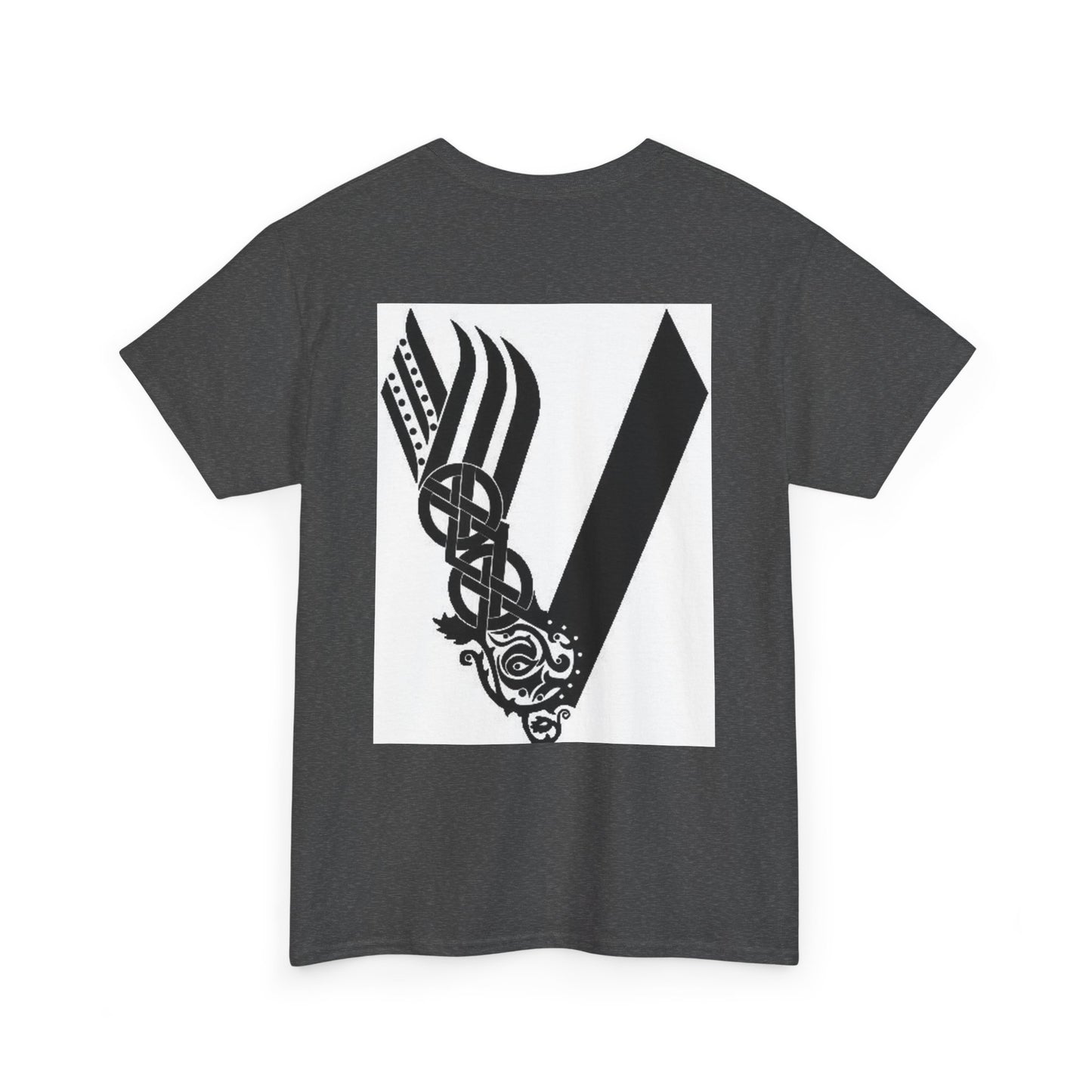 Valknut Viking Axe and Sword T-Shirt | Norse Rune Knotback Tee