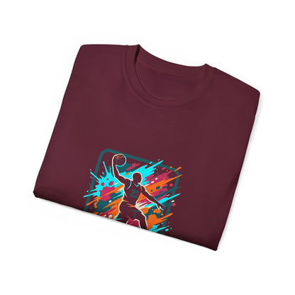 Abstract Basketball Player Tee | Colorful Silhouette Court Art