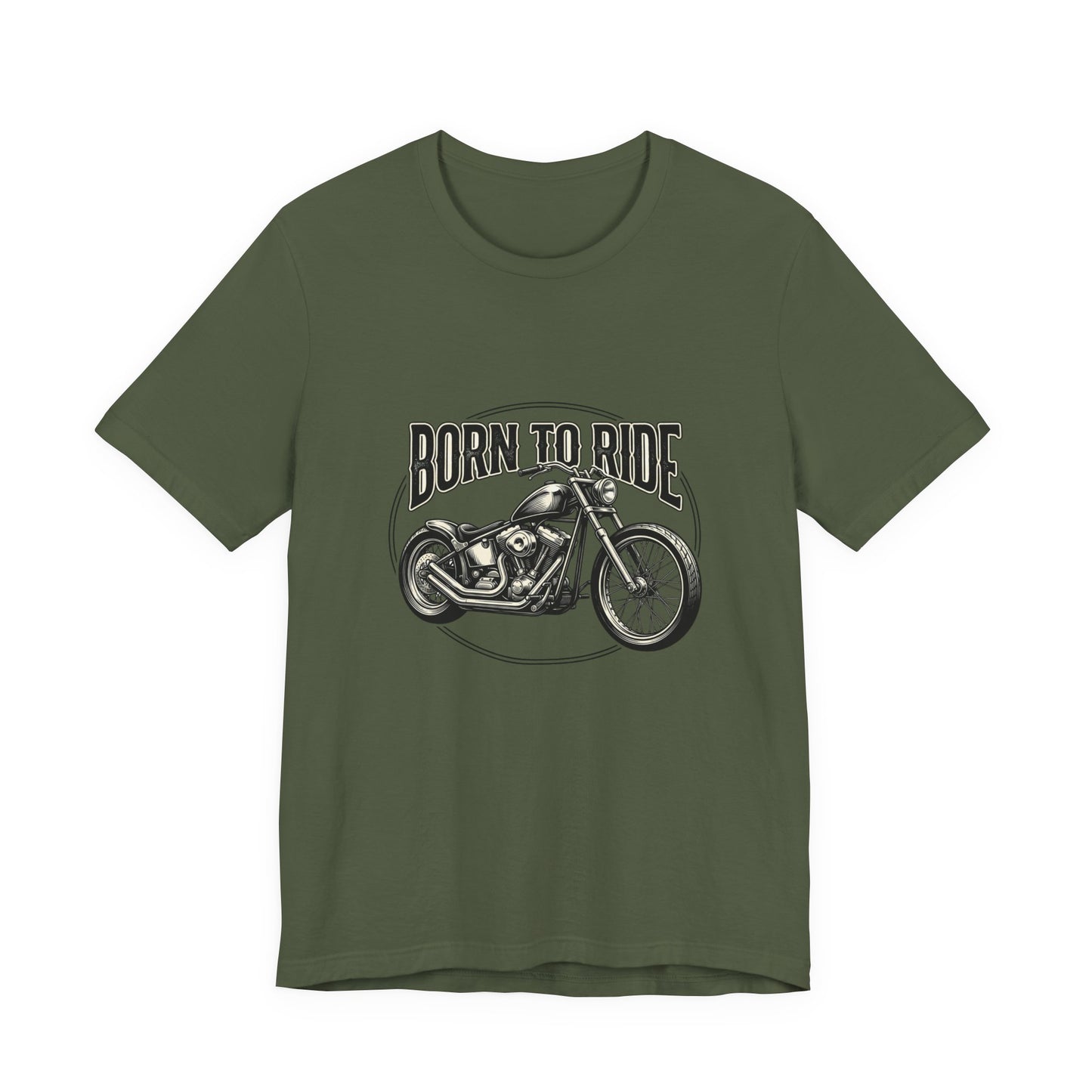 Born to Ride Motorcycle Tee | Vintage Chopper Graphic T-Tricou Personalizat Bella Canvas 3001 Unisex – 100% Bumbac Premium, Tricou Modern pentru Femei și Bărbați