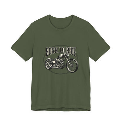 Born to Ride Motorcycle Tee | Vintage Chopper Graphic T-Tricou Personalizat Bella Canvas 3001 Unisex – 100% Bumbac Premium, Tricou Modern pentru Femei și Bărbați