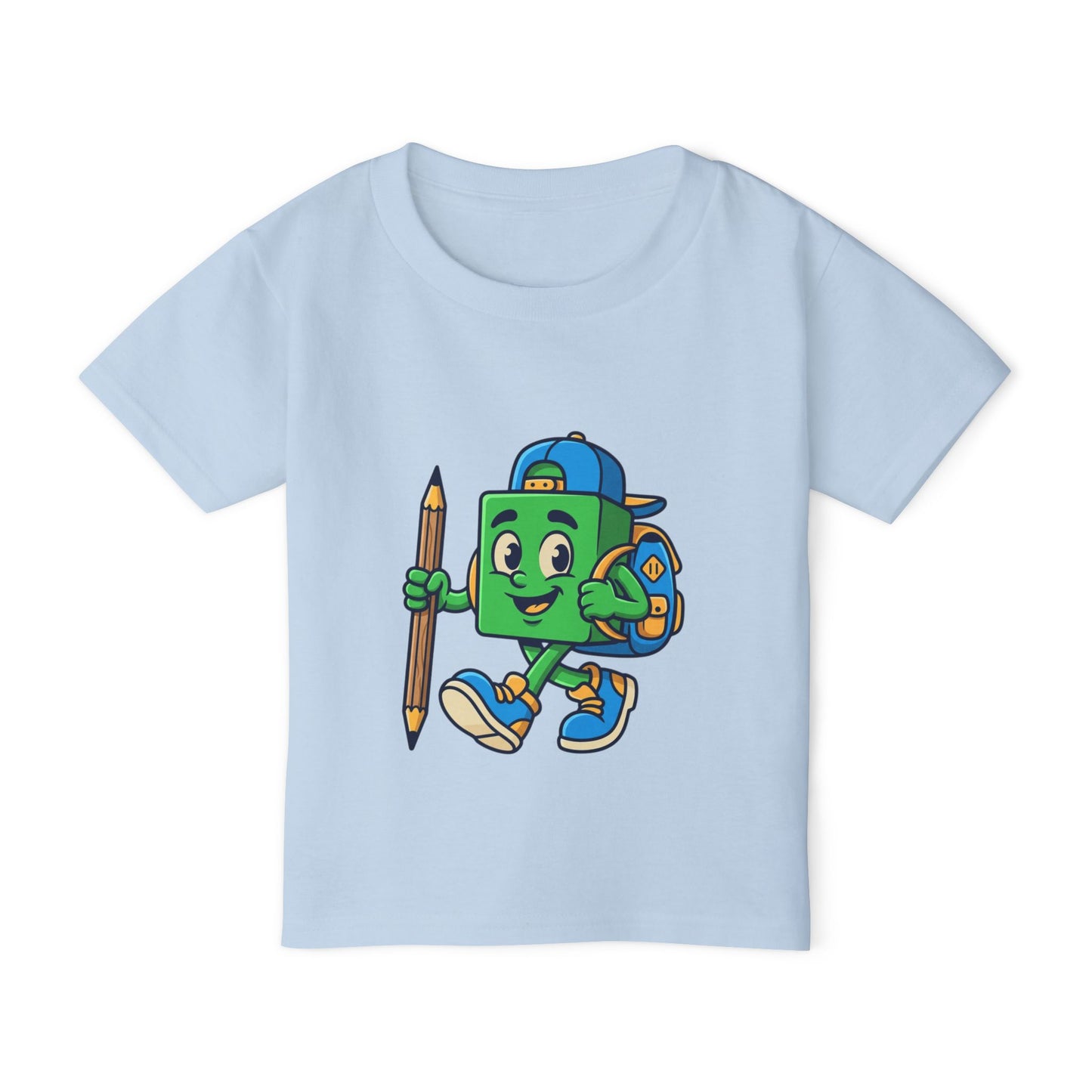Back-to-School Cartoon Backpack Character Toddler T-shirt | Pencil Walking Kids ShirtTricou Personalizat pentru Băieți cu Aventurier Cartoon | 100% Bumbac Premium pentru Copii