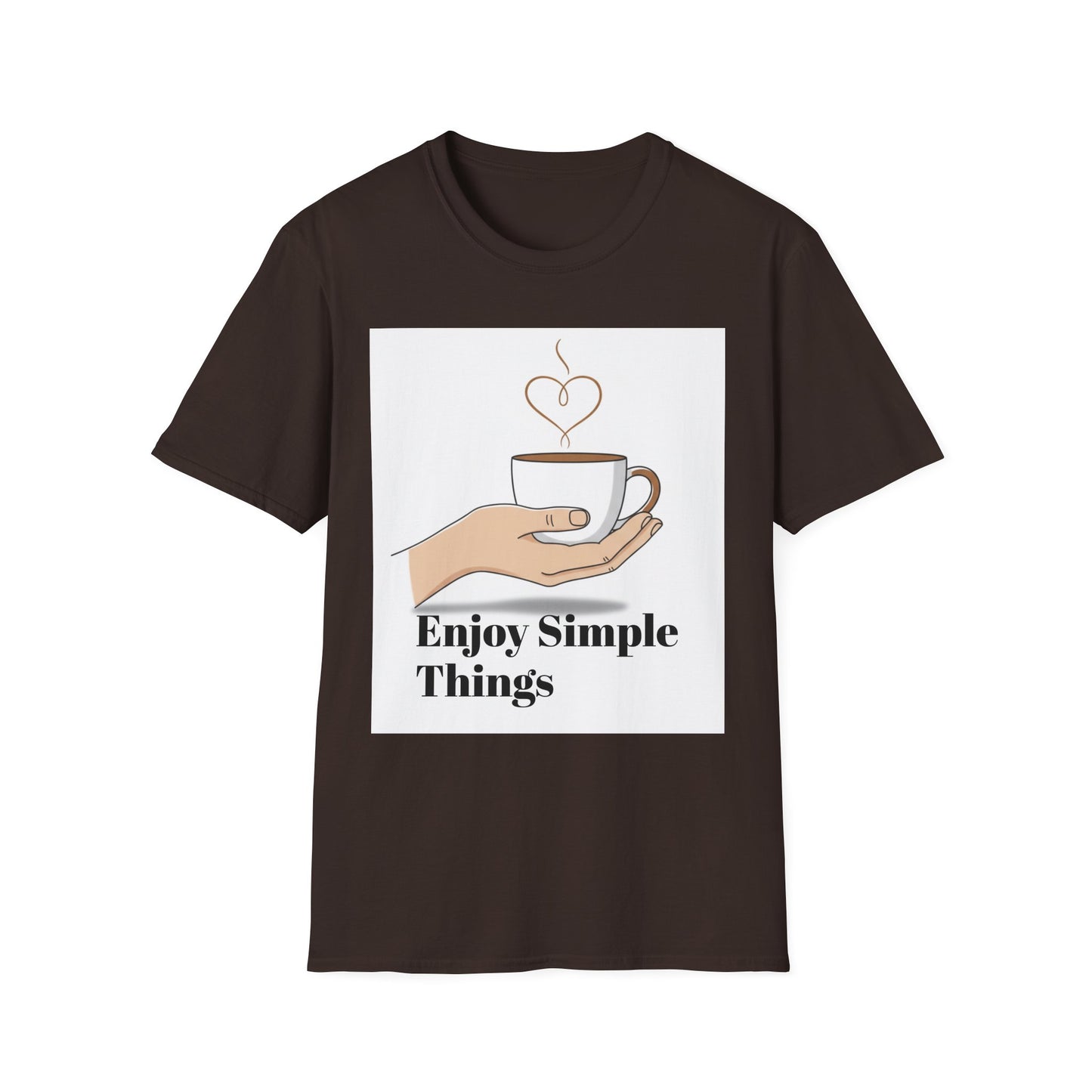 Enjoy Simple Things Coffee Cup T-Shirt | Minimalist Hand Illustration