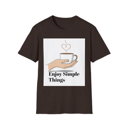 Enjoy Simple Things Coffee Cup T-Shirt | Minimalist Hand Illustration
