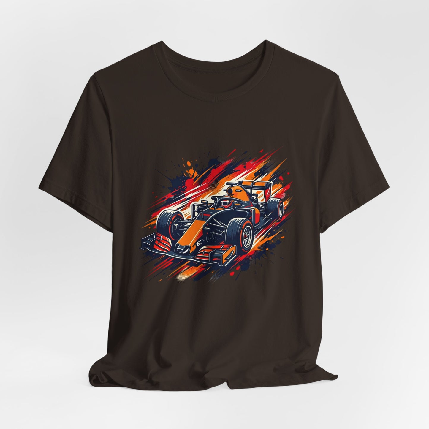 Orange Race Car Tee | Formula Racing Graphic T-ricou Personalizat Formula Racing Red Storm | Bella Canvas® 3001 100% Bumbac Premium Unisex