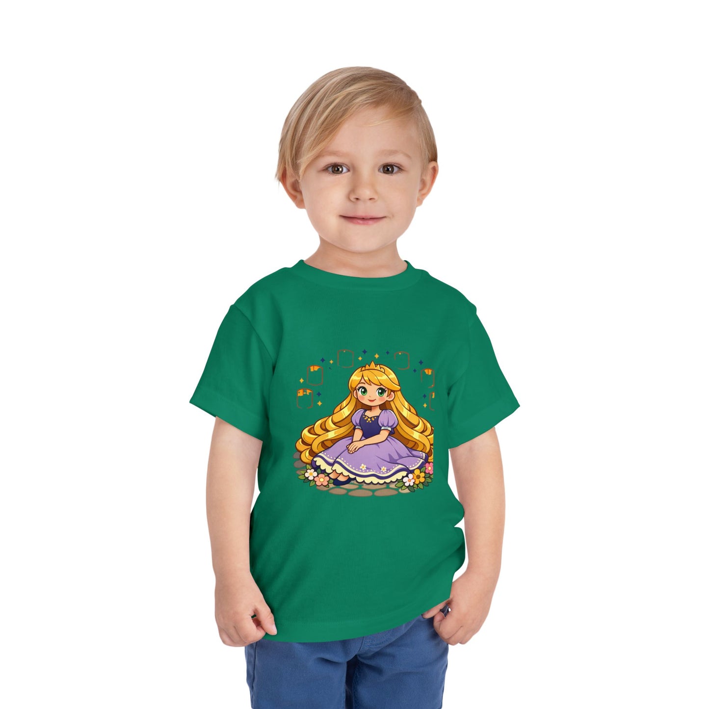Long-Haired Princess Sitting Tee | Cute Fairy Tale Toddler ShirtTricou Personalizat Fetițe Prințesă cu Păr Blond | 100% Bumbac Premium Bella Canvas® 2T–5T