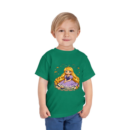Long-Haired Princess Sitting Tee | Cute Fairy Tale Toddler ShirtTricou Personalizat Fetițe Prințesă cu Păr Blond | 100% Bumbac Premium Bella Canvas® 2T–5T