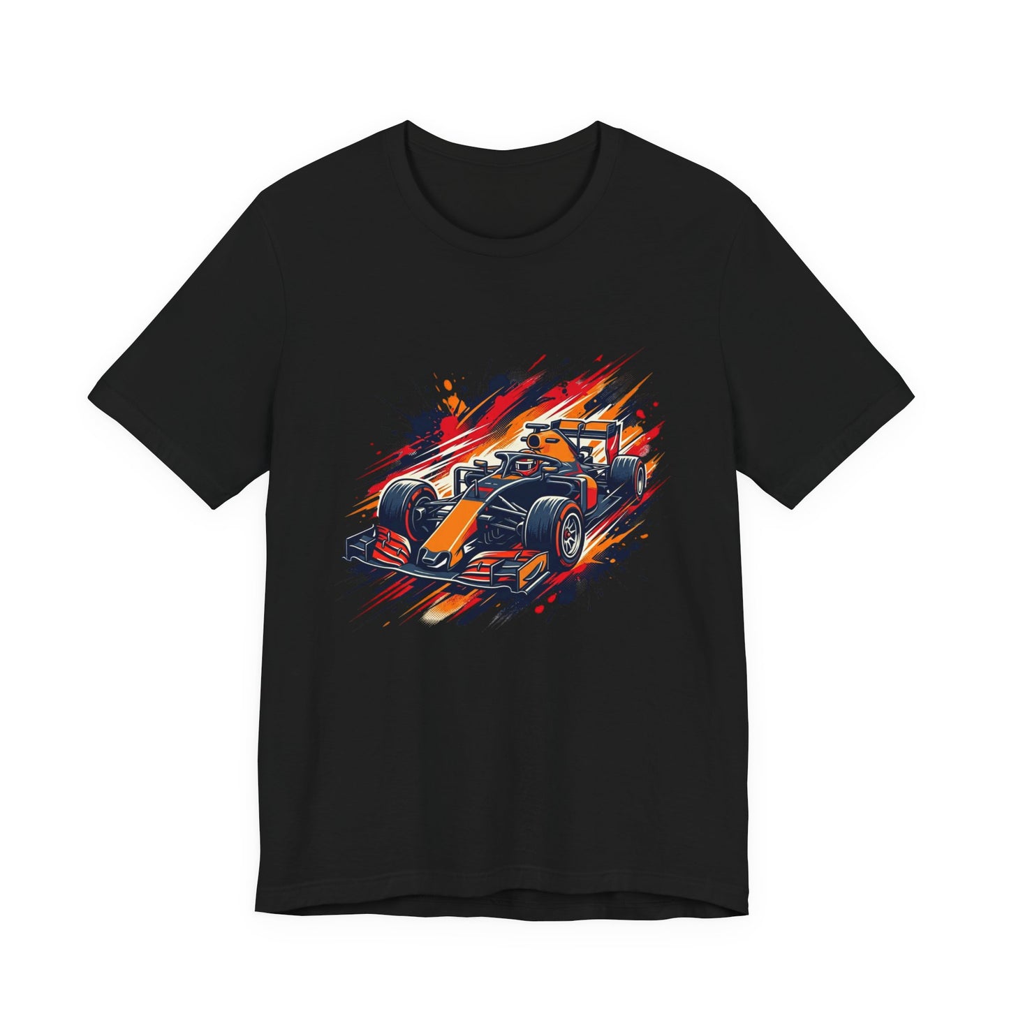 Orange Race Car Tee | Formula Racing Graphic T-ricou Personalizat Formula Racing Red Storm | Bella Canvas® 3001 100% Bumbac Premium Unisex