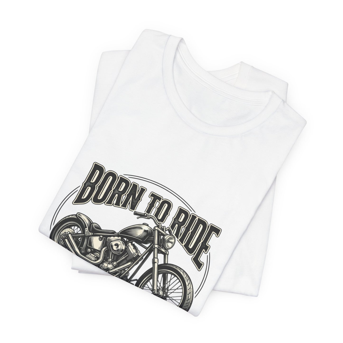 Born to Ride Motorcycle Tee | Vintage Chopper Graphic T-Tricou Personalizat Bella Canvas 3001 Unisex – 100% Bumbac Premium, Tricou Modern pentru Femei și Bărbați