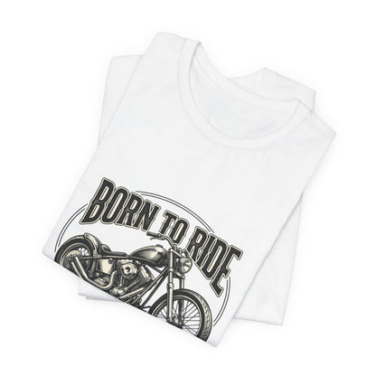 Born to Ride Motorcycle Tee | Vintage Chopper Graphic T-Tricou Personalizat Bella Canvas 3001 Unisex – 100% Bumbac Premium, Tricou Modern pentru Femei și Bărbați