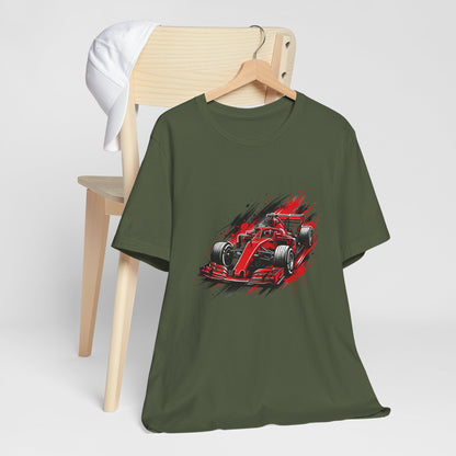 Red Racing Formula Car tee | Race Car T-Tricou Personalizat Formula Racing Red Storm | Bella Canvas® 3001 100% Bumbac Premium Unisex