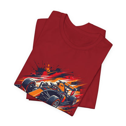 Orange Race Car Tee | Formula Racing Graphic T-ricou Personalizat Formula Racing Red Storm | Bella Canvas® 3001 100% Bumbac Premium Unisex