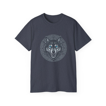 Tricou Lup Unisex Gildan 2000 – Wolf Design Shirt, Nordic Style Tee, Tricou Masculin Puternic, Cadou pentru Iubitori de Lupi