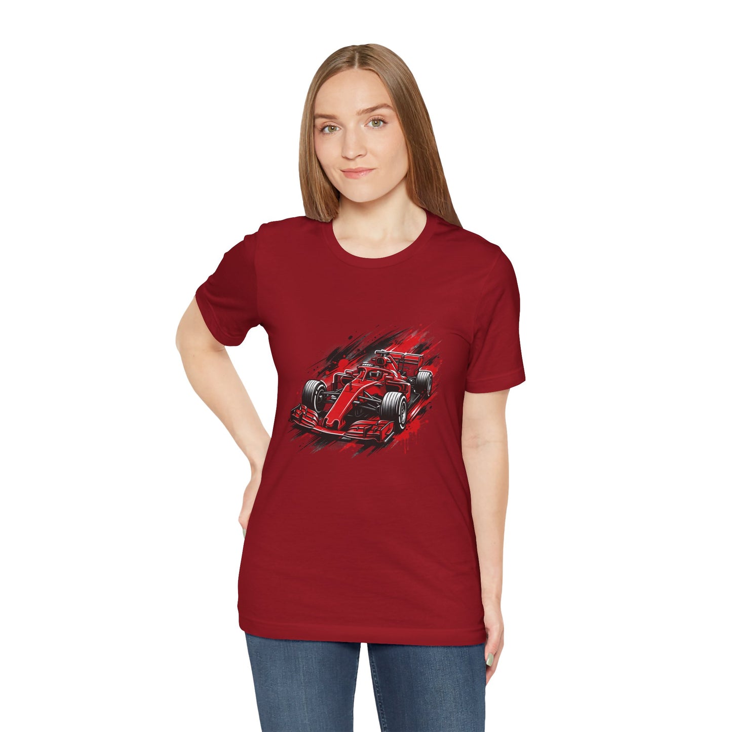 Red Racing Formula Car tee | Race Car T-Tricou Personalizat Formula Racing Red Storm | Bella Canvas® 3001 100% Bumbac Premium Unisex